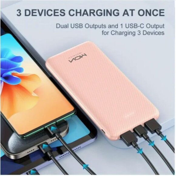 Pink 10000mAh Ultra-Slim Power Bank - Picture 4 of 7